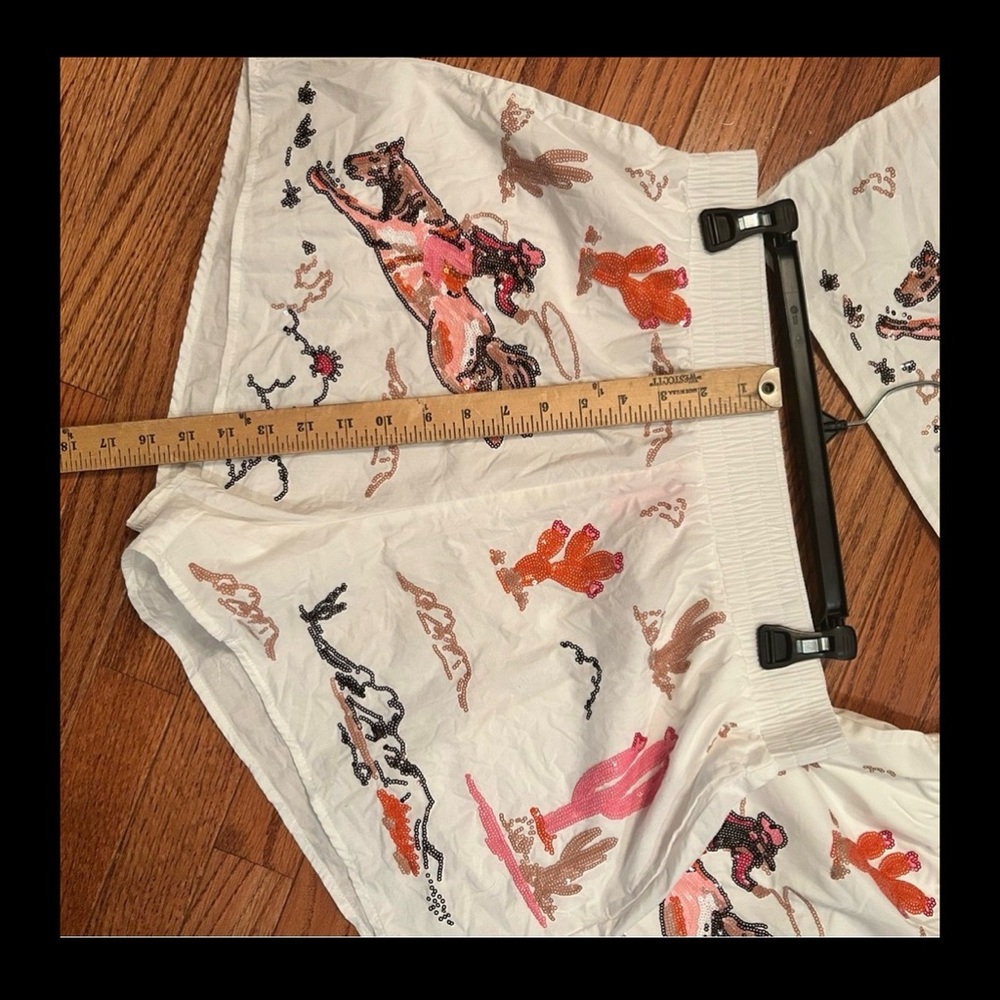 QUEEN OF SPARKLES High Waist Printed Shorts - White and Multicolor